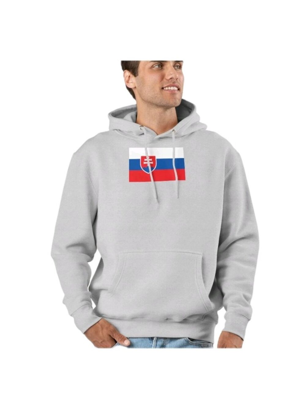 James & Nicholson Flag of Slovakia Classic Gray Pullover Hoodie Sweatshirt Large